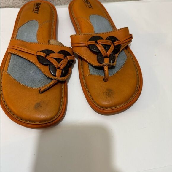 Born orange thong comfy leather flip flops size 8 /39 - Picture 3 of 6